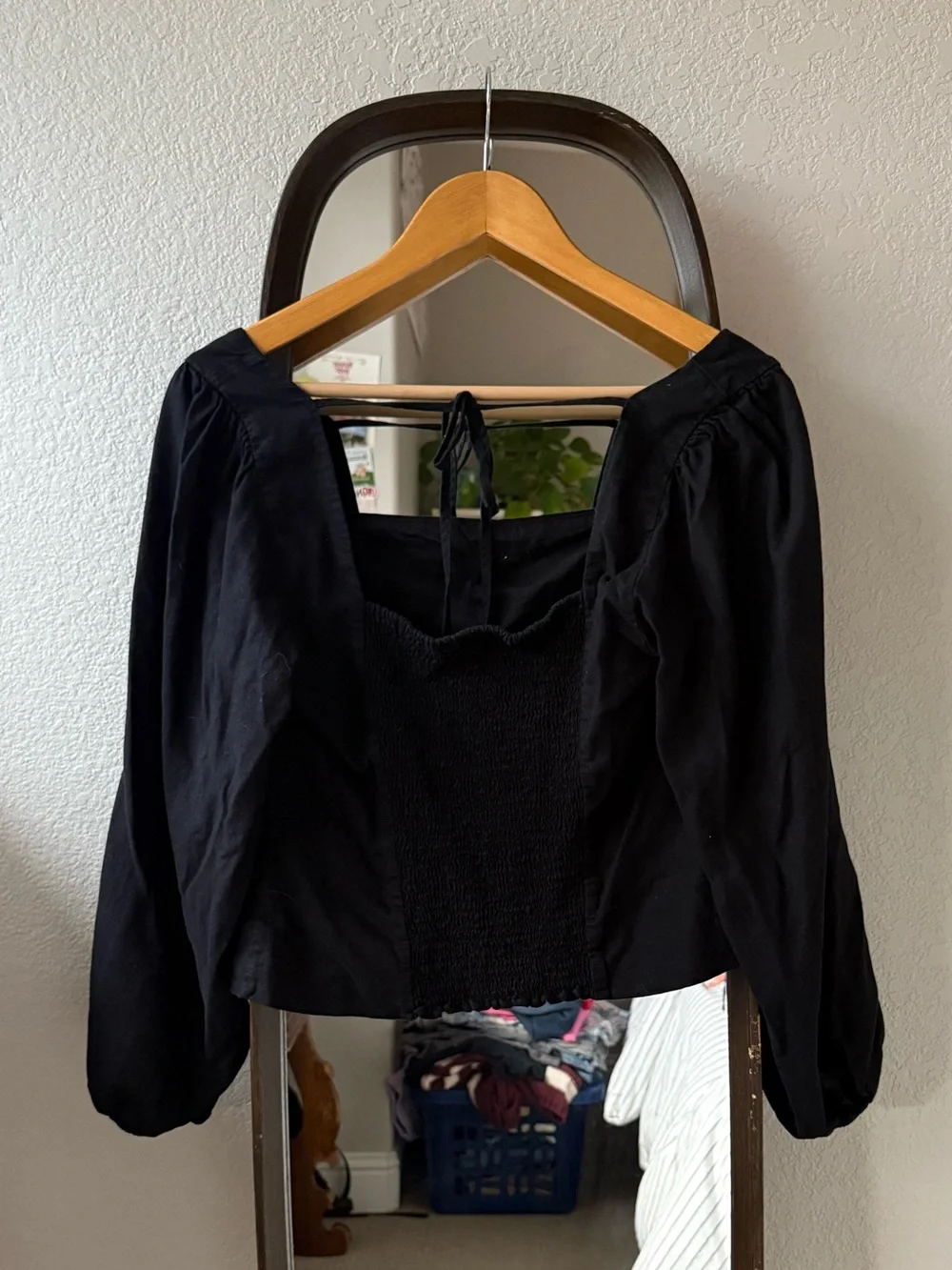 Gap Black Square Neck Puff Sleeve Top - Picture 2 of 4